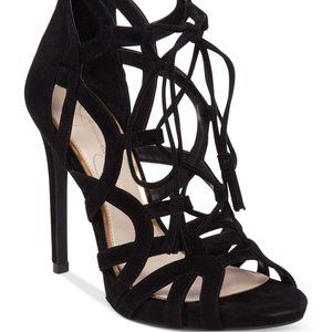 Black Suede Strappy Heels
